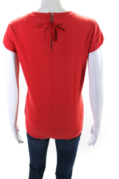 Milly Of New York Womens Red Orange Crew Neck Cap Sleeve Blouse Top Size L