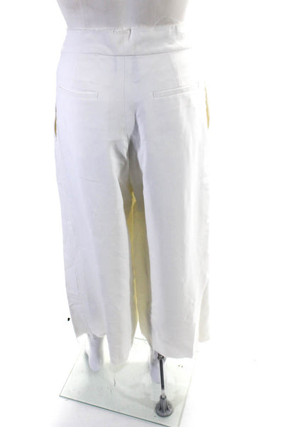 Sea New York Womens Raw Hem High Waist Wide Leg Cropped Pants White Size 2