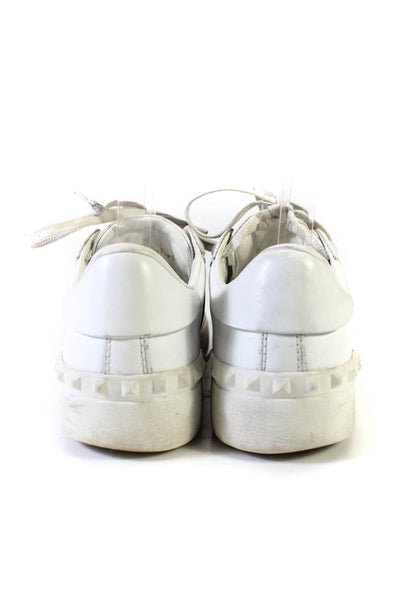 Valentino Garavani Womens Leather Low Top Studded Laced Sneakers White Size 7.5