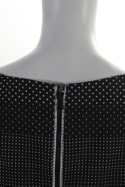 Alice + Olivia Womens Boat Neck Short Sleeve Polka Dot Blouse Black Size M