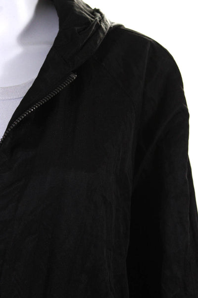 John Varvatos Star USA Womens Black Cotton Hooded Zip Long Sleeve Jacket Size L