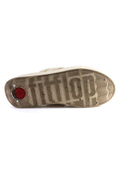 FitFlop Womens Matte Beige Criss Cross Strap Platform Wedge Heels Shoes Size 10