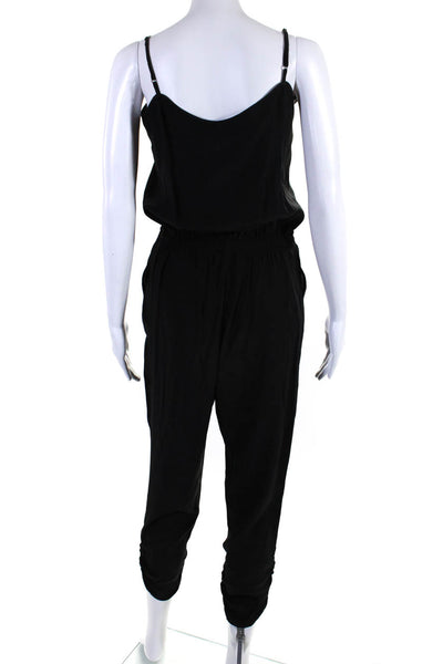 Parker Womens Black Silk V-Neck Sleeveless Taper Leg Jumpsuit Size XS