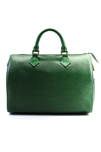 Louis Vuitton Womens Epi Leather Speedy 30 Side Pocket Handbag Leather Green