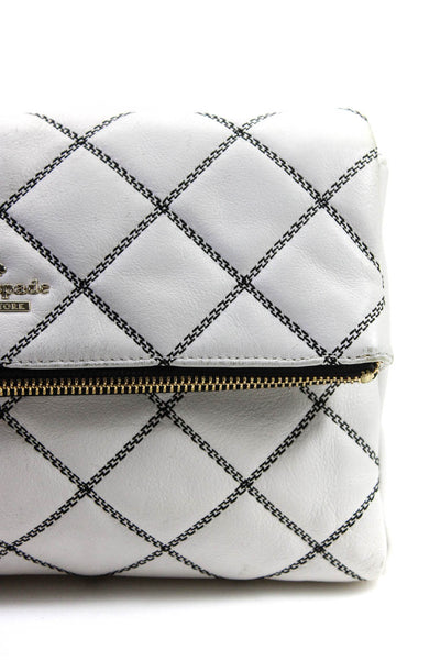 Kate Spade Womens Top Zip Emerson Place Front Logo Handbag Leather White Medium