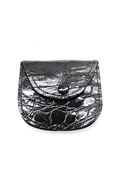 Designer Womens Genuine Crocodile Skin Flap Shoulder Bag Handbag Black