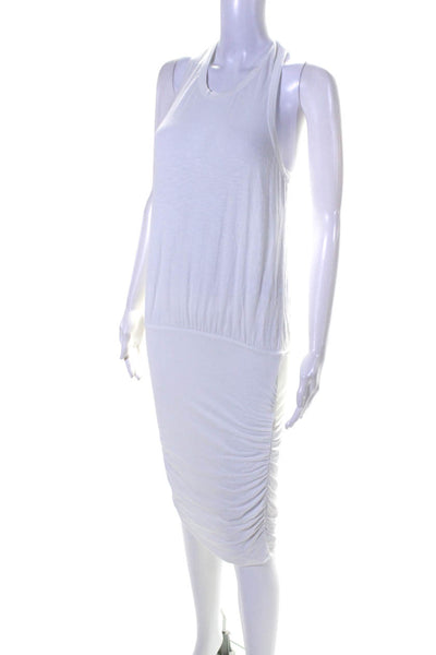 Sundry Womens Sleeveless Ruched Scoop Neck Mid Calf Dress White Size 2