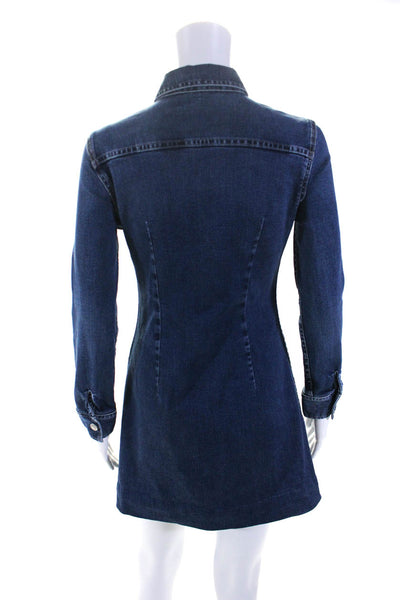 Alexa Chung for AG Womens Long Sleeve Denim Shirt Sheath Dress Blue Size Small