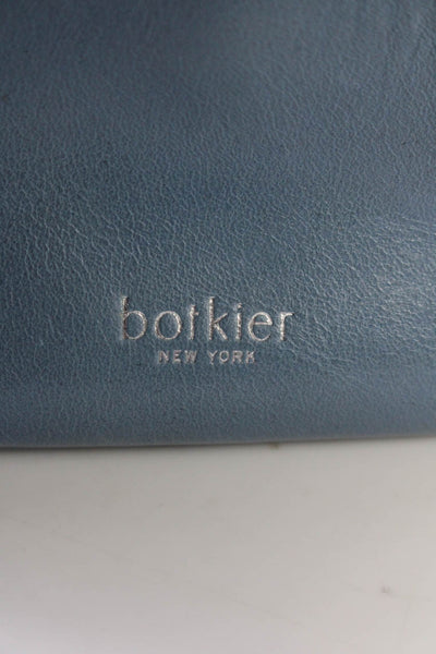 Botkier Womens Webbing Strap Mini Zip Top Leather Crossbody Handbag Blue