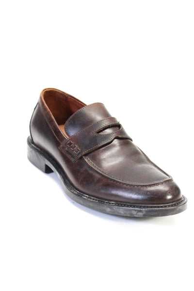 Johnston & Murphy Mens Leather Round Toe Slip On Loafers Brown Size 10M