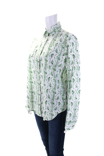 Hill House Women's Collared Long Sleeves Button Down Shirt Floral Size S