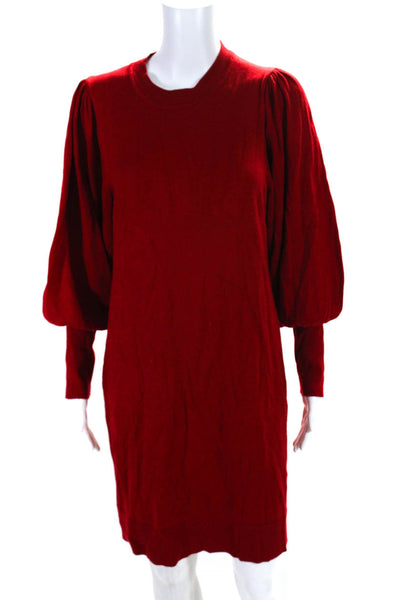 Vince Camuto Womens Stretch Knit Round Neck Long Sleeve Sweater Dress Red Size M