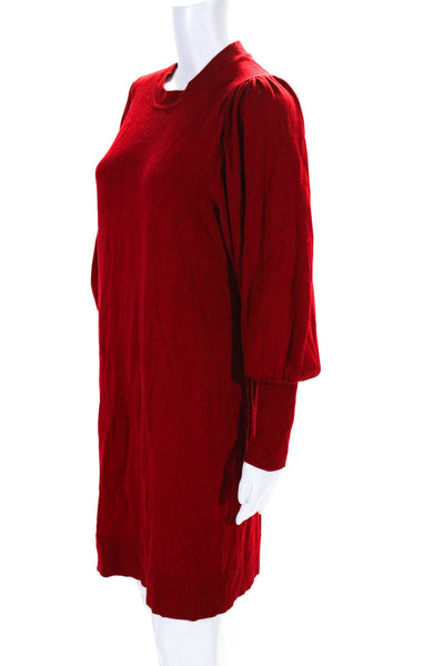 Vince Camuto Womens Stretch Knit Round Neck Long Sleeve Sweater Dress Red Size M