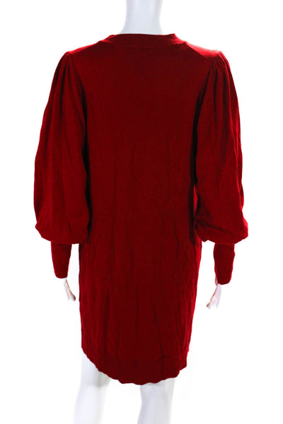 Vince Camuto Womens Stretch Knit Round Neck Long Sleeve Sweater Dress Red Size M