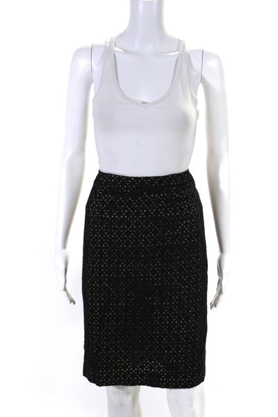 Kay Unger Womens Cotton Sleeveless Zip Up Blouse Top + Skirt Set Black Size 10