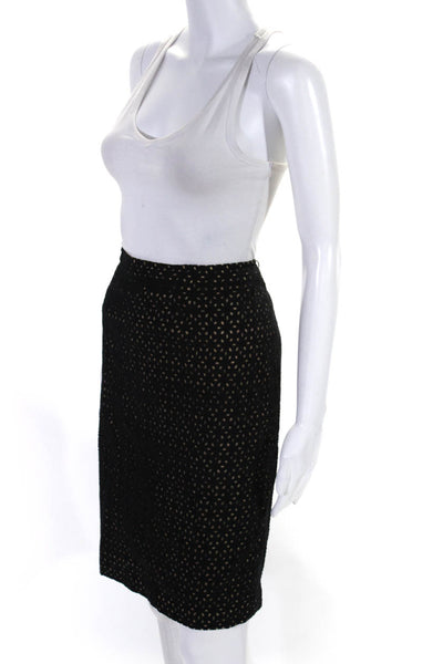 Kay Unger Womens Cotton Sleeveless Zip Up Blouse Top + Skirt Set Black Size 10