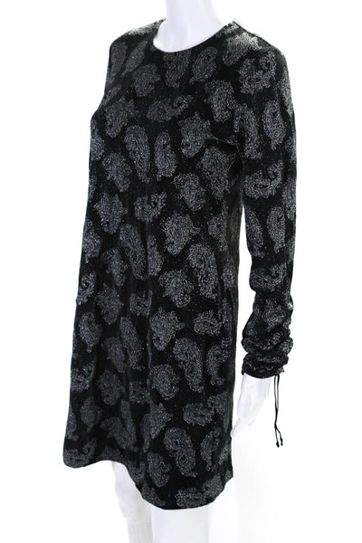 KORS Michael Kors Womens Paisley Print Long Sleeve Dress Black Size Medium