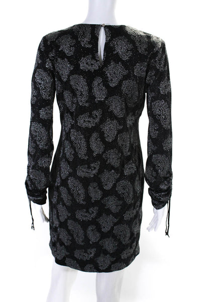 KORS Michael Kors Womens Paisley Print Long Sleeve Dress Black Size Medium