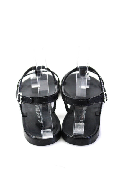 Stuart Weitzman Womens Open Toe Ankle Strap Sandal Plastic Black Size 8 US