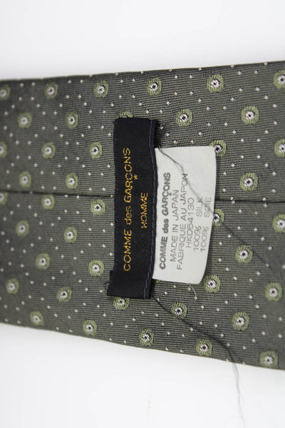 Comme Des Garcons Mens Silk Novelty Printed Classic Neck Tie Green Size OS