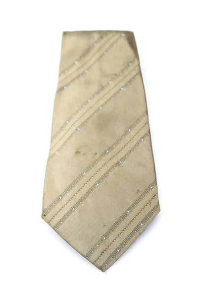 Prada Mens Satin Striped Novelty Striped Printed Classic Neck Tie Green Size OS