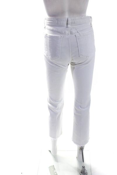 Rag & Bone Womens High Rise Raw Hem Flare Jeans White Size 26