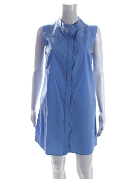Milly Womens Cotton Sleeveless Button Down Hi Low A Line Dress Blue Size S