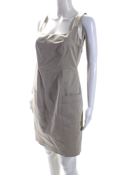 Elie Tahari Womens Square Neck Front Pocket Pencil Dress Beige Size 4