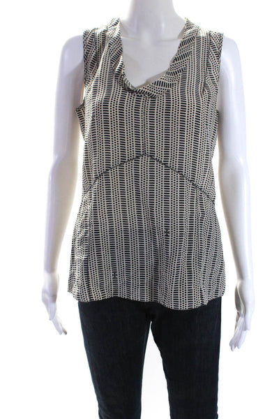 Tory Burch Womens Silk Spotted Print Round Neck Sleeveless Blouse White Size 4