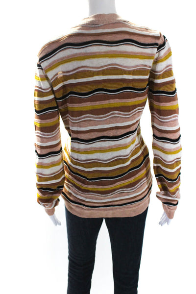 Missoni Womens Cotton Striped Print V-Neck Knitted Cardigan Sweater Brown Size 8