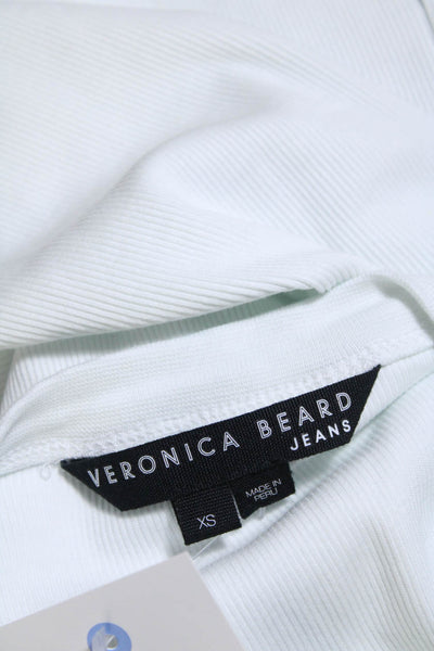 Veronica Beard Womens Cotton Ribbed Knit High Neck tank Top White Size XS
