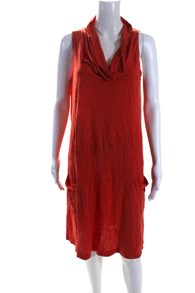 Eileen Fisher Womens Collared Two Pocket Sleeveless Dress Orange Size M