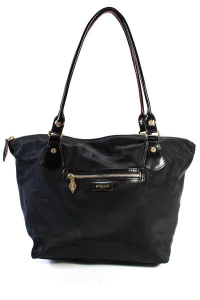MZ Wallace Womens Two-Toned Zip Up Top Handle Shoulder Bag Black