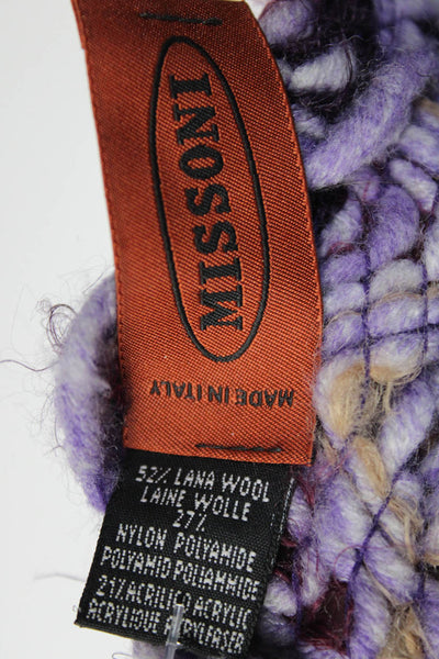 Missoni Womens Wool Blened Knit Scalloped Edging Infinity Scarf Purple Size OS