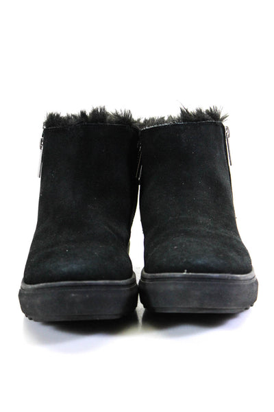 J/Slides Womens Black Zip Fuzzy Lined Ankle Boots Shoes Size 10M
