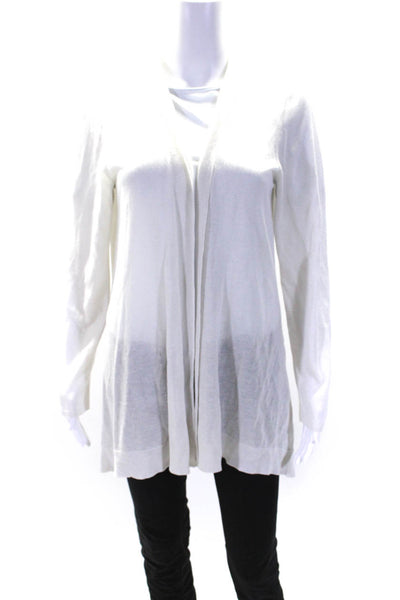 Eileen Fisher Womens Long Sleeve Open Front Cardigan Sweater White Size L