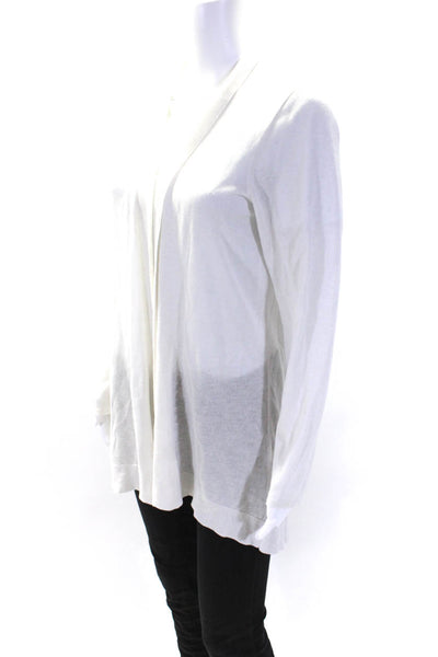 Eileen Fisher Womens Long Sleeve Open Front Cardigan Sweater White Size L