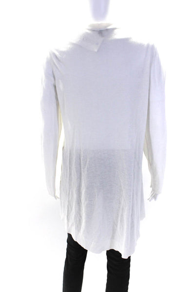 Eileen Fisher Womens Long Sleeve Open Front Cardigan Sweater White Size L