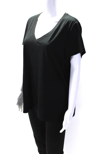 Lafayette 148 New York Womens Cotton V Neck Short Sleeve T shirt Black Size XL