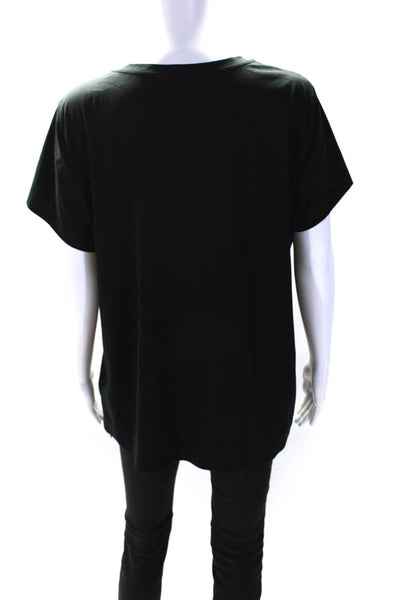 Lafayette 148 New York Womens Cotton V Neck Short Sleeve T shirt Black Size XL