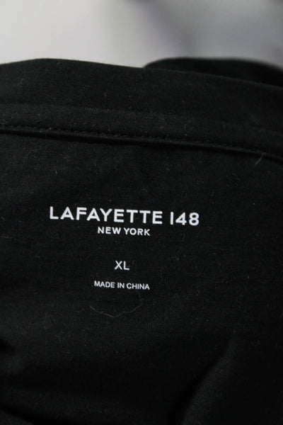 Lafayette 148 New York Womens Cotton V Neck Short Sleeve T shirt Black Size XL