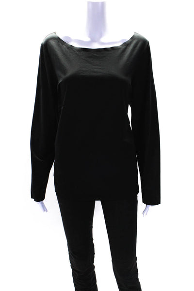 Lafayette 148 New York Womens Long Sleeve Contrast Trim T shirt Black Size XL