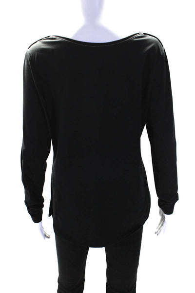 Lafayette 148 New York Womens Cotton Long Sleeve Scoop Neck Tshirt Black Size XL