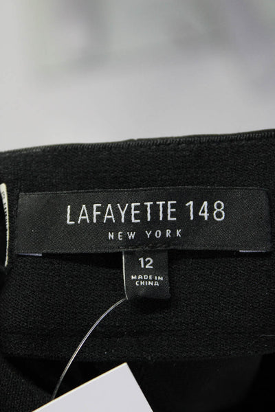 Lafayette 148 New York Womens Mid Rise Pleated Straight Leg Dress Pants Black Si