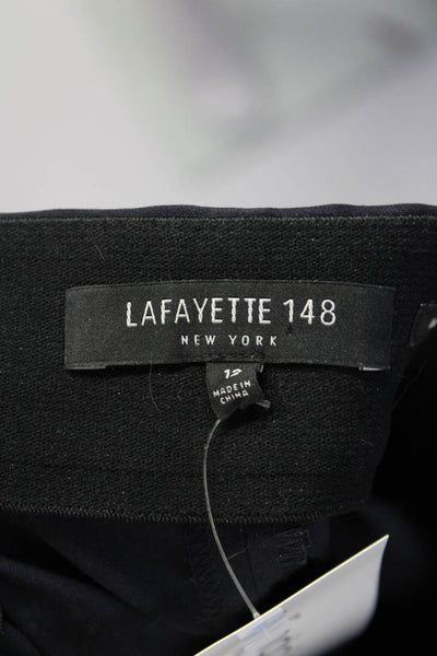 Lafayette 148 New York Womens Wool Elastic Waist Tapered Trousers Navy Size 12