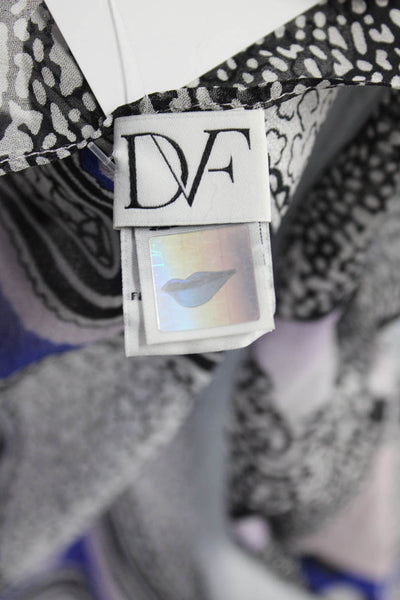 DVF Womens Silk Metallic Abstract Rectangular Scarf Purple Size 80"x20"