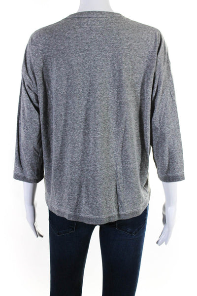 The Great Womens 3/4 Sleeve Crew Neck Oversized Shirt Gray Cotton Size 1