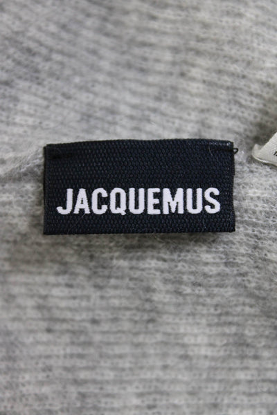 Jacquemus Womens Two Button Cropped Mohair Cardigan Sweater Gray Size FR 38