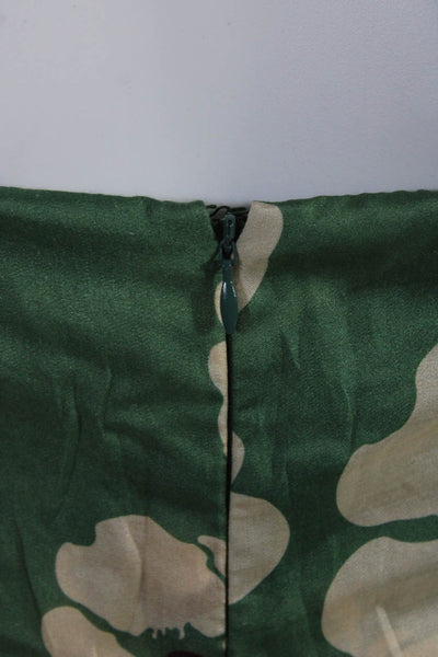 Juan de Dios Womens Back Zip High Low Floral Skirt Green Multi Cotton Size 10
