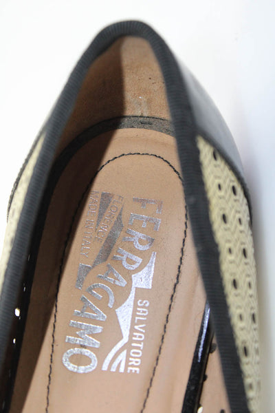Salvatore Ferragamo Womens Beige Toe Cap Embellished Ballet Flats Shoes Size 7